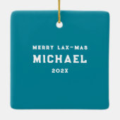 Persoonlijk Lacrosse Kerstcadeau Keramisch Ornament (Achterkant)