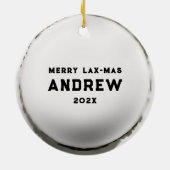 Persoonlijk Lacrosse Kerstcadeau Keramisch Ornament (Achterkant)