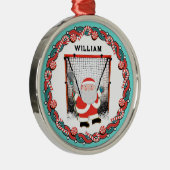 Persoonlijk Lacrosse Kerstcadeau Metalen Ornament (Rechts)