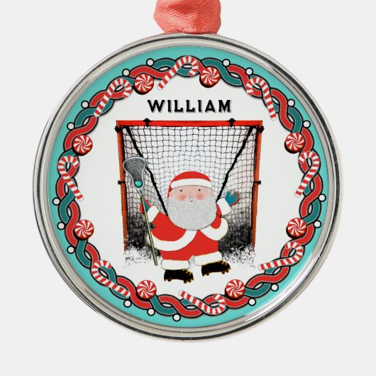 Persoonlijk Lacrosse Kerstcadeau Metalen Ornament (Voorkant)