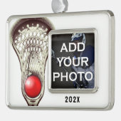Persoonlijk lacrosse-verzamelobject verzilverd omlijst ornament (Links)