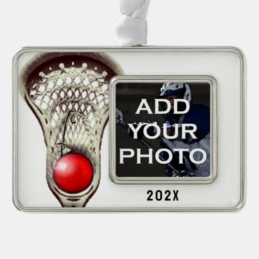 Persoonlijk lacrosse-verzamelobject verzilverd omlijst ornament (Voorkant)