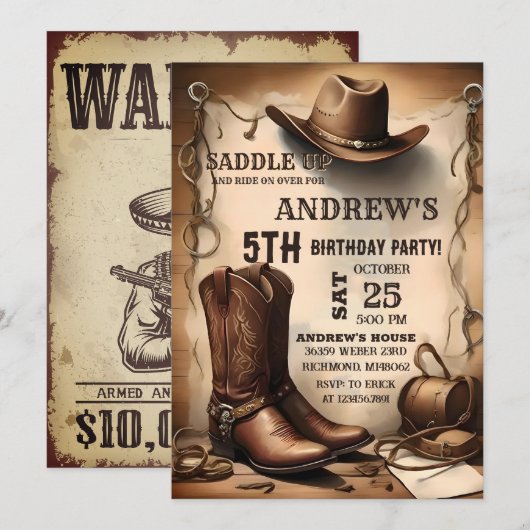 Persoonlijk Land Western Zadelen Up Cowboy Verjaar Kaart (Voorkant / Achterkant)