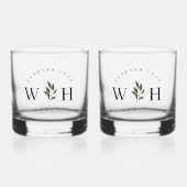 Persoonlijk Landelijk Bloemstengel Trouw Monogram Whisky Glas (Voorkant)