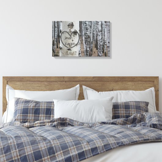 Persoonlijk landelijk ruw gesneden hart canvas afdruk (Insitu (Slaapkamer))