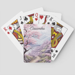 Persoonlijk landschap met kersenbloesem pokerkaarten