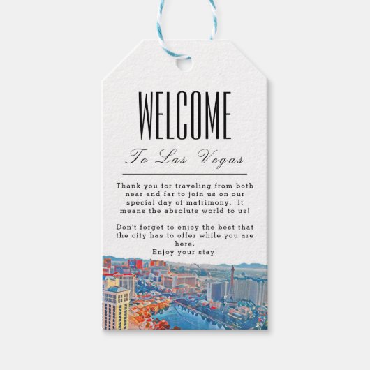Persoonlijk Las Vegas Skyline Welcome Gift Label Cadeaulabel (Voorkant)