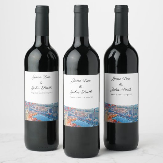 Persoonlijk Las Vegas Skyline Wine Label Wijn Etiket (Flessen)