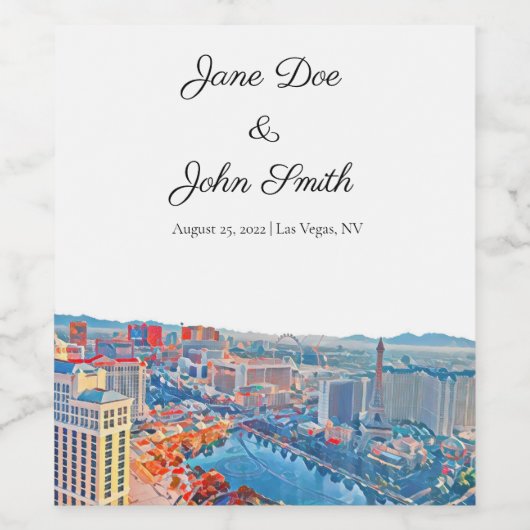 Persoonlijk Las Vegas Skyline Wine Label Wijn Etiket (Enkel label)