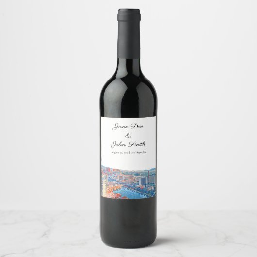 Persoonlijk Las Vegas Skyline Wine Label Wijn Etiket (Voorkant)