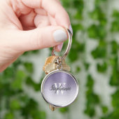 Persoonlijk Lavendel Geborsteld Metalen Monogram Sleutelhanger (Hand)