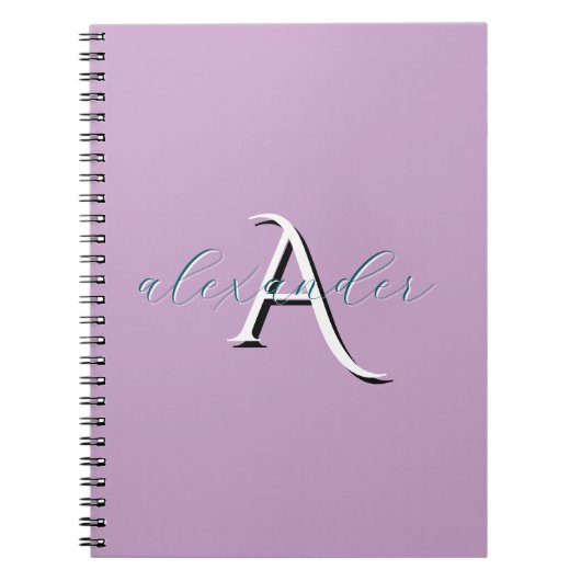 Persoonlijk Lavendel Monogram Aangepaste Naam Notitieboek (Voorkant)