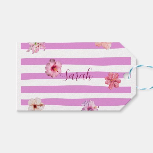 Persoonlijk lavendel waterverf bloem notebook cadeaulabel (Voorkant (Horizontaal))