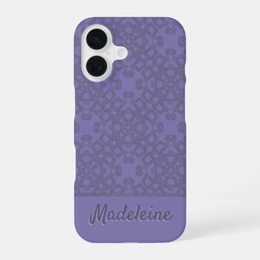 Persoonlijk lavendelpatroon iPhone 16 hoesje (Achterkant)