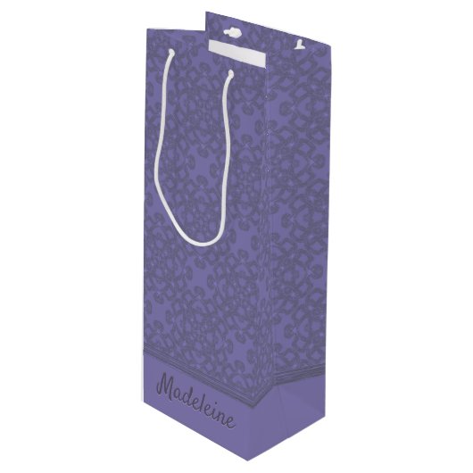 Persoonlijk lavendelpatroon wijn cadeautas (Voorkant Gekanteld)