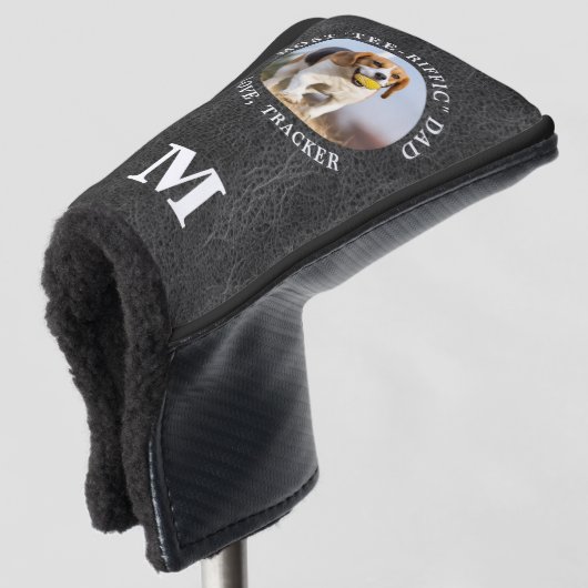 Persoonlijk leder van het DOG DAD-fotoMonogram Golfheadcover (3/4 voorkant)