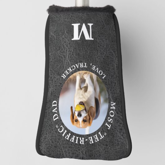 Persoonlijk leder van het DOG DAD-fotoMonogram Golfheadcover (Draai 90)