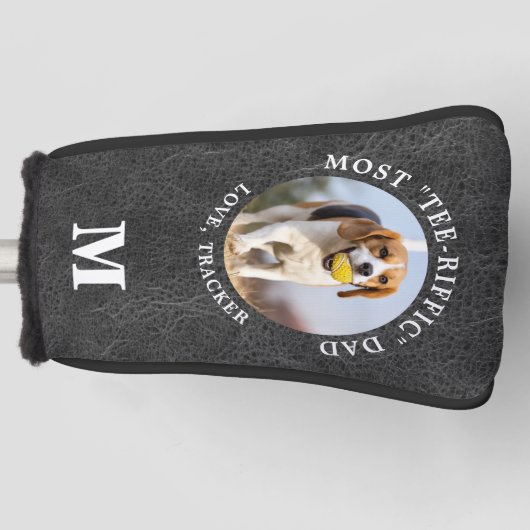 Persoonlijk leder van het DOG DAD-fotoMonogram Golfheadcover (Voorkant)