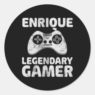Persoonlijk Legendarisch Gamer Shirt Enrique Naam Ronde Sticker