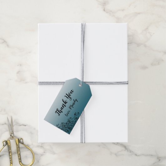 Persoonlijk leisteen blauw Dank u Labels Cadeaulabel (Met Touw)