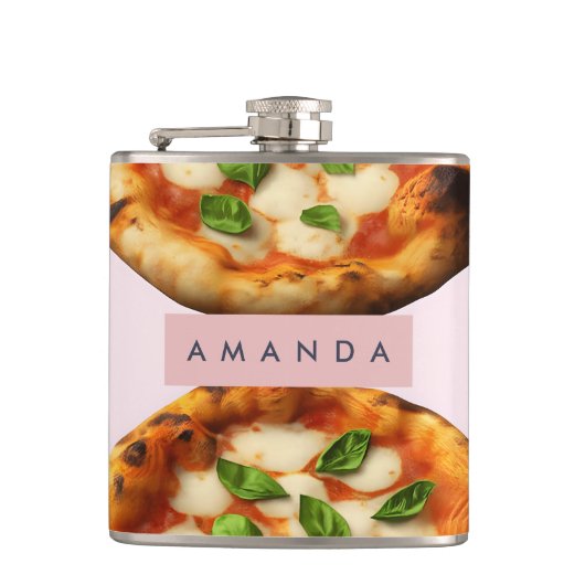Persoonlijk Lekker Pizzadesign Heupfles (Voorkant)