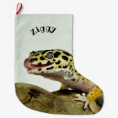 Persoonlijk Leopard Gecko Lizard Grote Kerstsok (Voorkant)