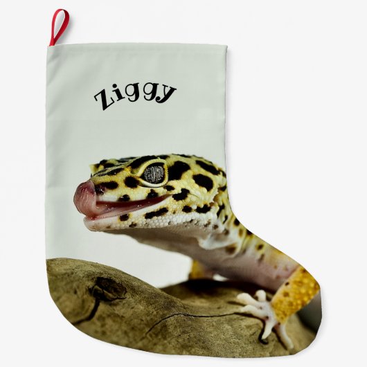 Persoonlijk Leopard Gecko Lizard Grote Kerstsok (Voorkant)