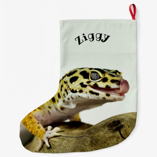 Persoonlijk Leopard Gecko Lizard Grote Kerstsok (Achterkant)