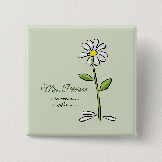 Persoonlijk, leraar Dank je, Religieuze Vloer Vierkante Button 5,1 Cm (Voorkant)