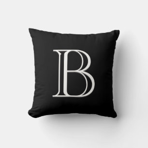 Persoonlijk Letter Monogram Klassiek Zwart & Wit Kussen