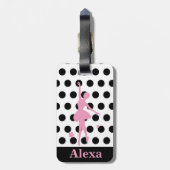Persoonlijk leuk balletdanseres met polka stippen bagagelabel (Achterkant verticaal)