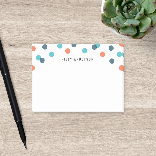 Persoonlijk leuk donkerblauw oranje confetti post-it® notes