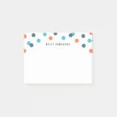 Persoonlijk leuk donkerblauw oranje confetti post-it® notes (Voorkant)