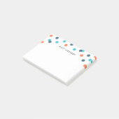 Persoonlijk leuk donkerblauw oranje confetti post-it® notes (Schuin)
