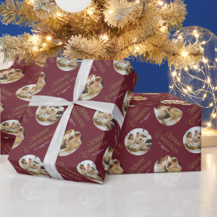 Persoonlijk leuk elegant foto rood kerstfeest cadeaupapier