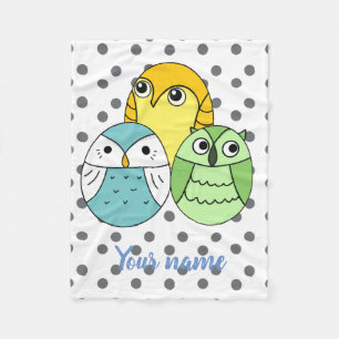 Persoonlijk leuk gestippelde uil kinderen wit fleece deken