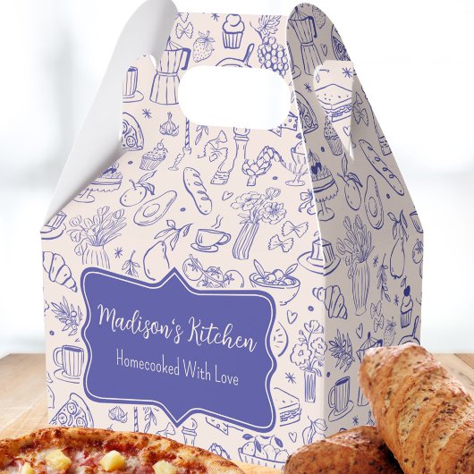 Persoonlijk leuk getekend eten bedankdoosjes