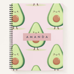 Persoonlijk leuk glimlachend avocado patroon notitieboek