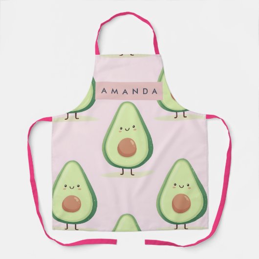 Persoonlijk leuk glimlachend avocado patroon schort (Voorkant)