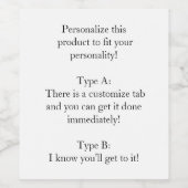 Persoonlijk, leuk, grappig wijn etiket (Enkel label)