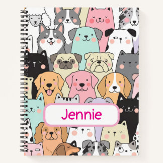 Persoonlijk leuk honden stripfiguurpatroon notitieboek