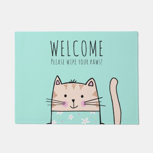 Persoonlijk leuk kattenpatroon welkom deurmat (Voorkant)