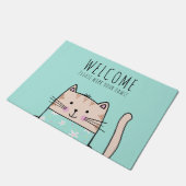 Persoonlijk leuk kattenpatroon welkom deurmat (Schuin)