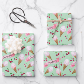 Persoonlijk leuk kersenijs Koele Mint Groen Inpakpapier Vel