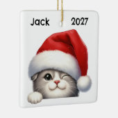 Persoonlijk leuk Kerstmis Schotse Fold Kat Keramisch Ornament (Rechts)