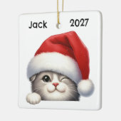 Persoonlijk leuk Kerstmis Schotse Fold Kat Keramisch Ornament (Links)