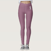 Persoonlijk leuk mauve neutraal patroon monogram leggings (Voorkant)