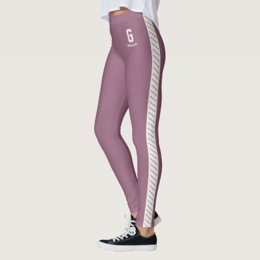 Persoonlijk leuk mauve neutraal patroon monogram leggings (Links)