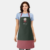 Persoonlijk leuk monogram groene rode strik Kerstm Schort (Gedragen)