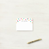 Persoonlijk leuk oranje roze turquoise confetti post-it® notes (Op bureau)